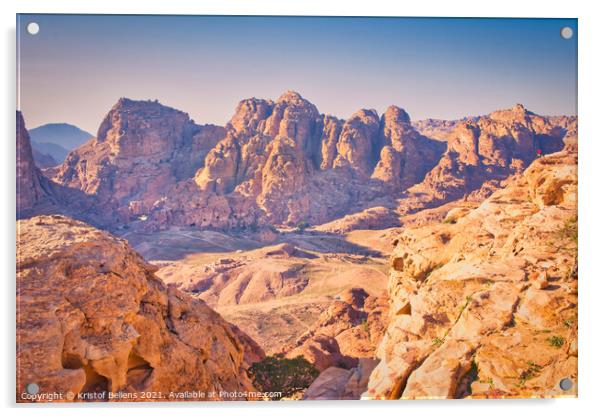 Landscape and nature of Petra, Jordan during High Place of Sacrifice Trail. Acrylic by Kristof Bellens