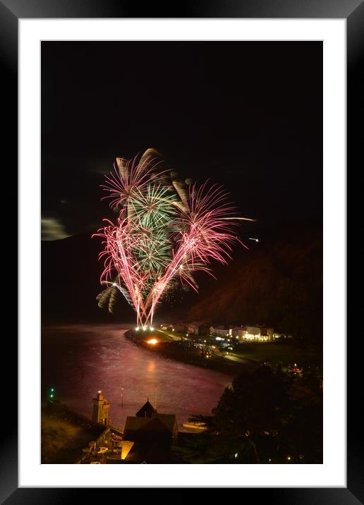 A Dazzling Firework Symphony over Lynmouth  Framed Mounted Print by graham young