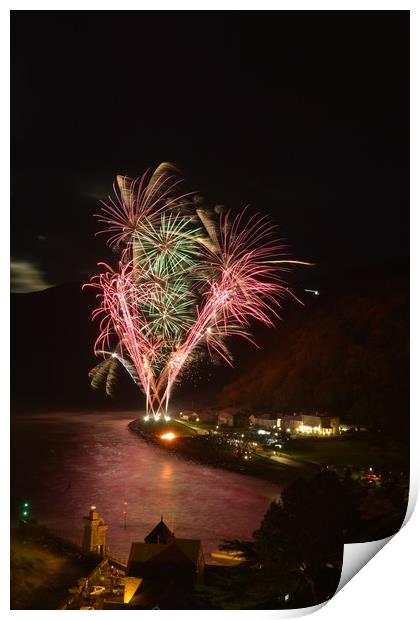 A Dazzling Firework Symphony over Lynmouth  Print by graham young