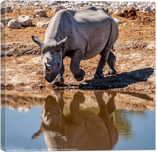 Black rhinoceros or hook-lipped rhinoceros Canvas Print by Steve de Roeck