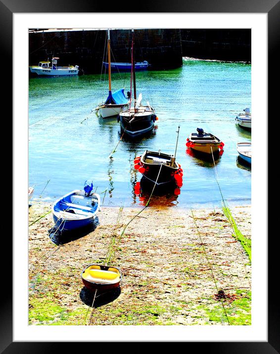 Mousehole harbour in Cornwall. Framed Mounted Print by john hill