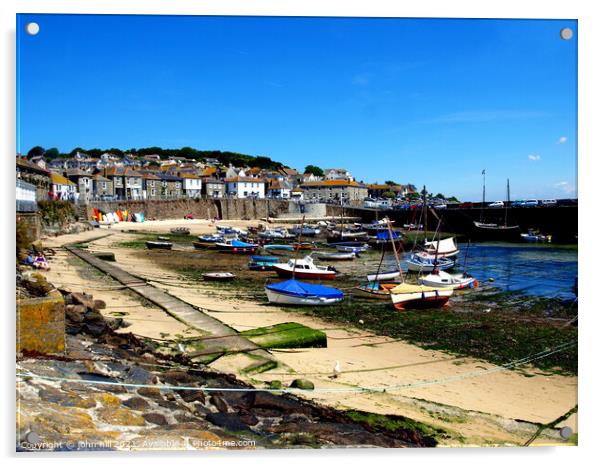 Mousehole harbour in Cornwall. Acrylic by john hill