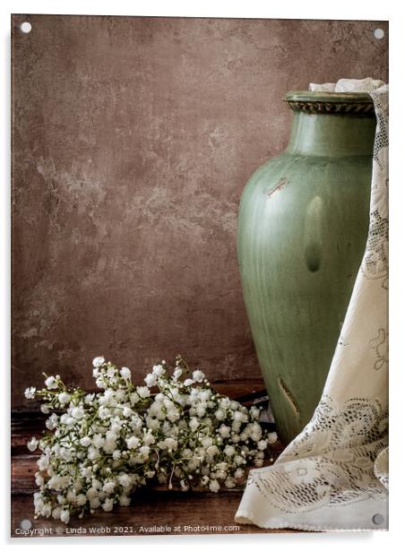 Gypsophila and vase Acrylic by Linda Webb