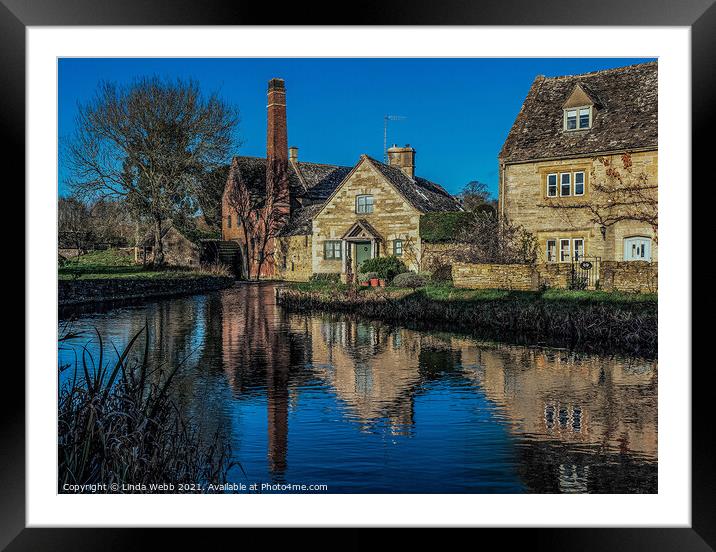 The Old Mill, Lower Slaughter, Cotswolds Framed Mounted Print by Linda Webb