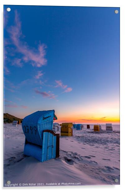 Beach chairs on Juist Acrylic by Dirk Rüter