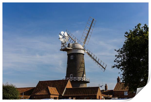 Bircham Windmill in Norfolk seen in bright sunlight Print by Clive Wells