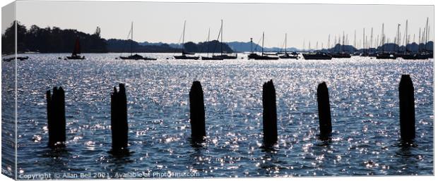 Posts in Water Bosham Harbour Chichester Canvas Print by Allan Bell