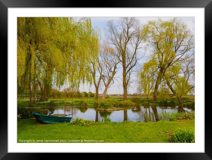 Serene Oasis in Countryside Framed Mounted Print by Janet Carmichael