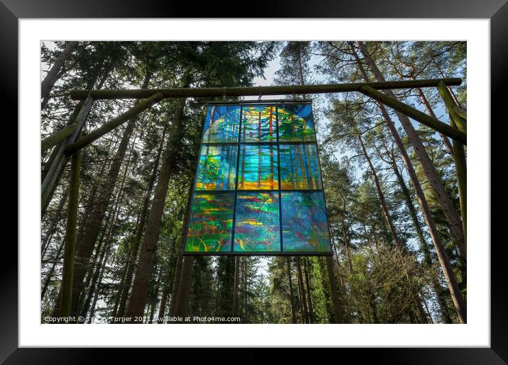 Forest Cathedral Stained Glass Window Framed Mounted Print by Tracey Turner