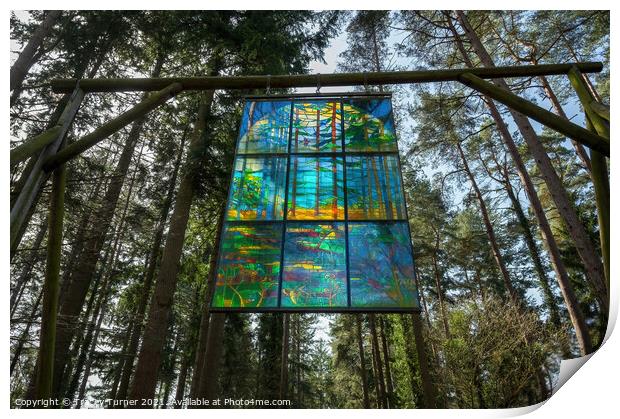Forest Cathedral Stained Glass Window Print by Tracey Turner