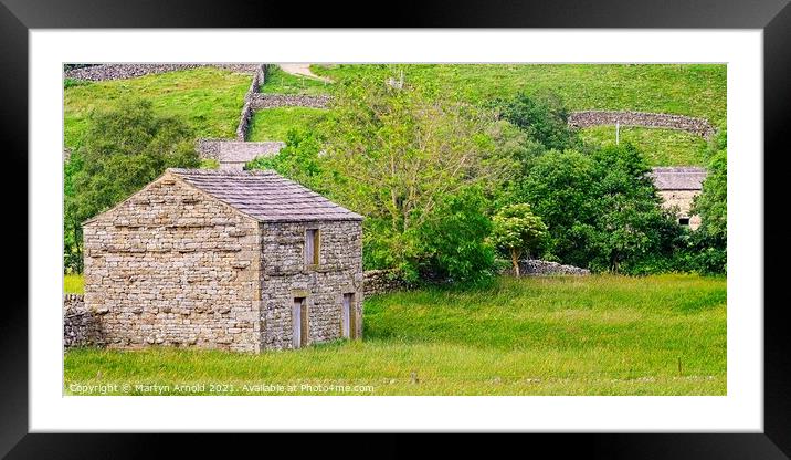 Swaledale Stone Barns at Muker Framed Mounted Print by Martyn Arnold