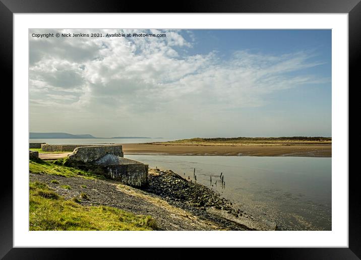 The remains of the old Burry Port harbour entrance Framed Mounted Print by Nick Jenkins