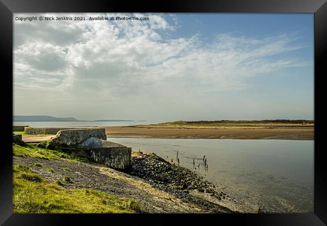 The remains of the old Burry Port harbour entrance Framed Print by Nick Jenkins