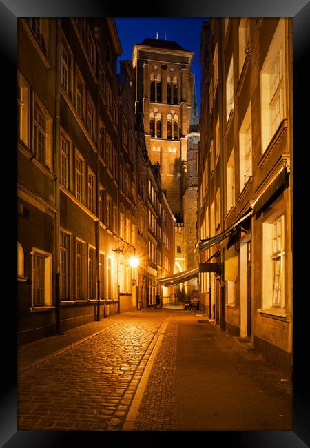 Old Town of Gdansk by Night in Poland Framed Print by Artur Bogacki