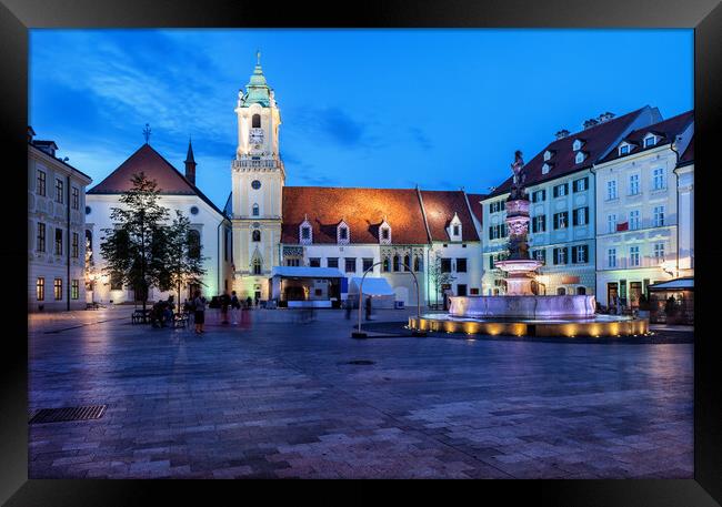 Bratislava Old Town Main Market Square at Night Framed Print by Artur Bogacki