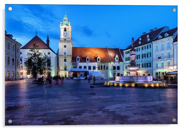 Bratislava Old Town Main Market Square at Night Acrylic by Artur Bogacki