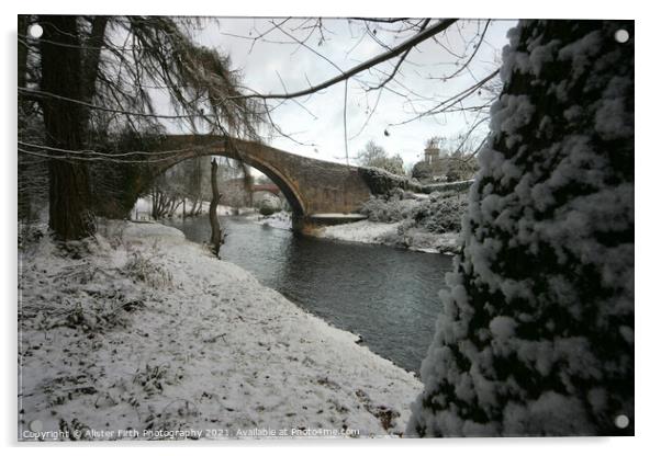 Brig O Doon  in winter Acrylic by Alister Firth Photography