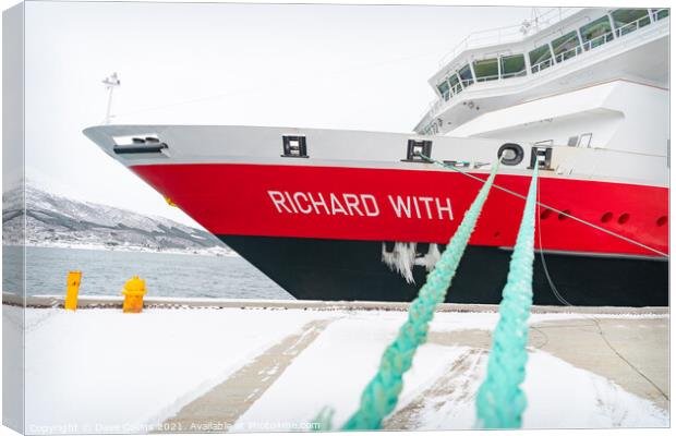 Hurtigruten Ship -Richard With Canvas Print by Dave Collins