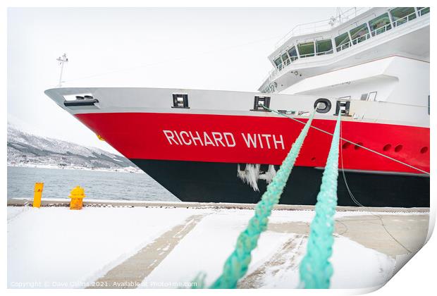 Hurtigruten Ship -Richard With Print by Dave Collins
