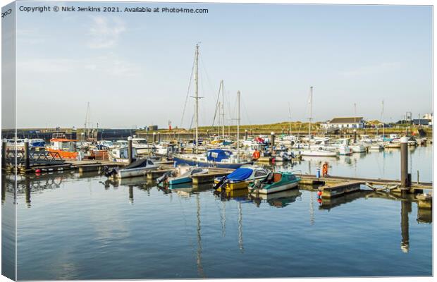 Burry Port Harbour on a sunny March day Canvas Print by Nick Jenkins