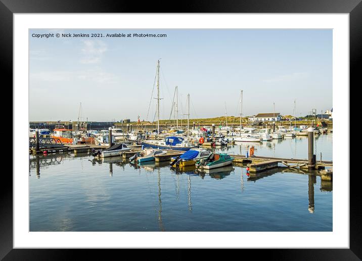 Burry Port Harbour on a sunny March day Framed Mounted Print by Nick Jenkins