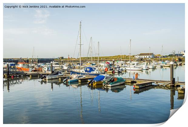 Burry Port Harbour on a sunny March day Print by Nick Jenkins