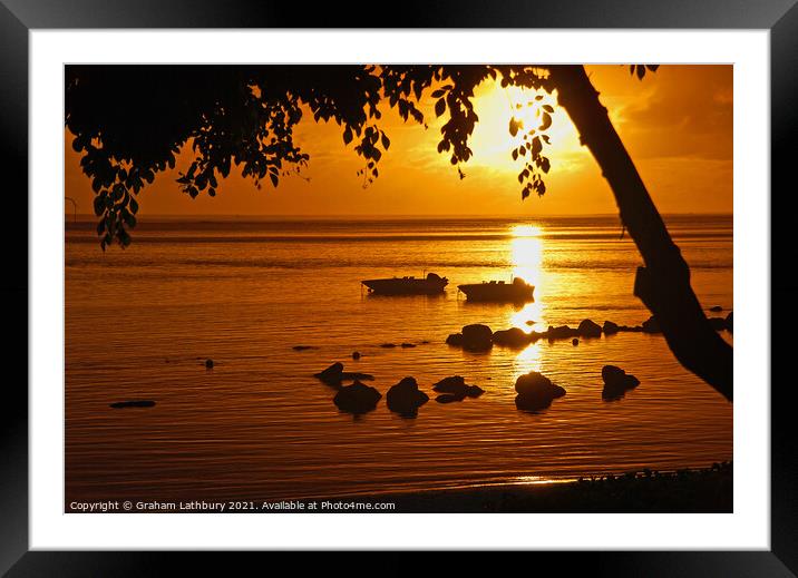 Sunset Mauritius Framed Mounted Print by Graham Lathbury
