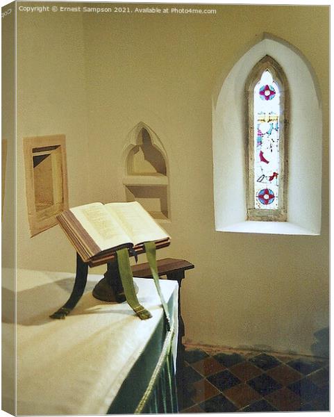 The Chancel At Old Kea Church, Kea Truro Cornwall. Canvas Print by Ernest Sampson