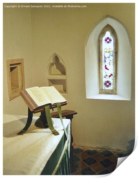 The Chancel At Old Kea Church, Kea Truro Cornwall. Print by Ernest Sampson