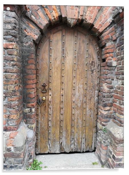 Old Oak Studded Door  Acrylic by Sheila Eames