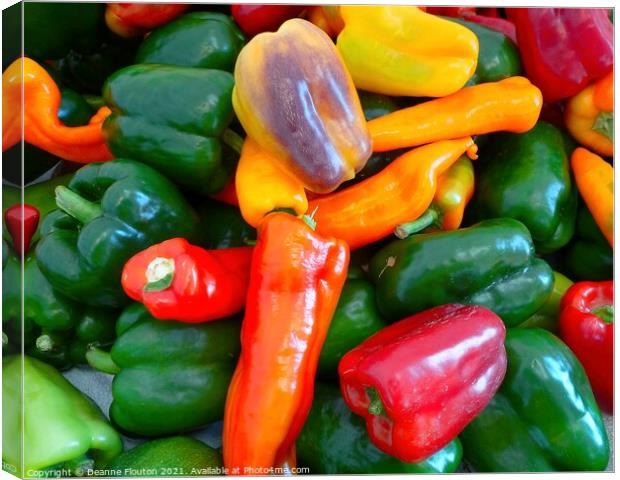 Rainbow of Peppers Canvas Print by Deanne Flouton