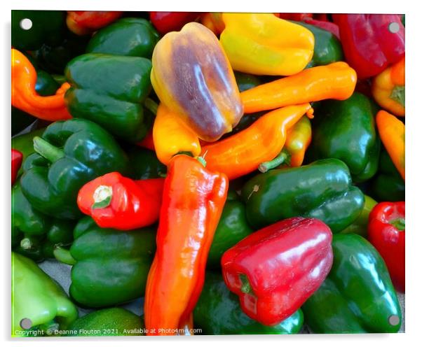 Rainbow of Peppers Acrylic by Deanne Flouton