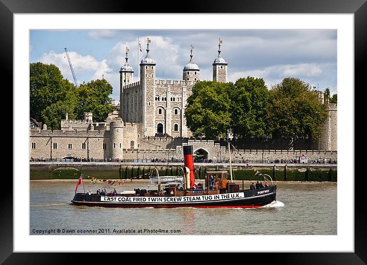 Tower of London and Tug Framed Mounted Print by Dawn O'Connor