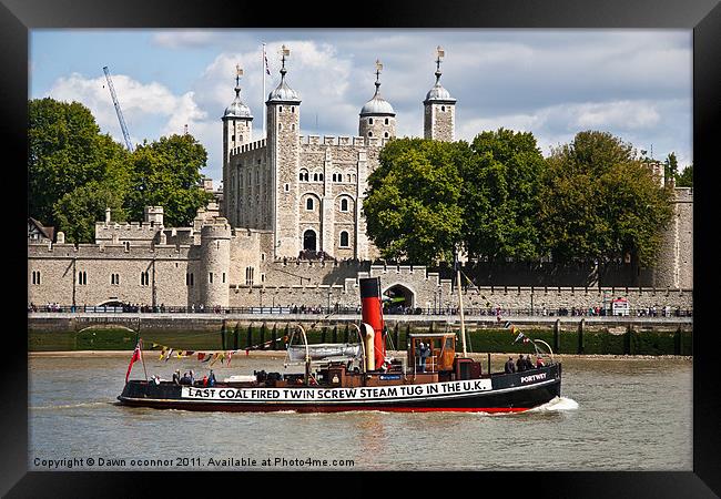 Tower of London and Tug Framed Print by Dawn O'Connor