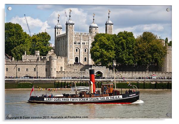 Tower of London and Tug Acrylic by Dawn O'Connor