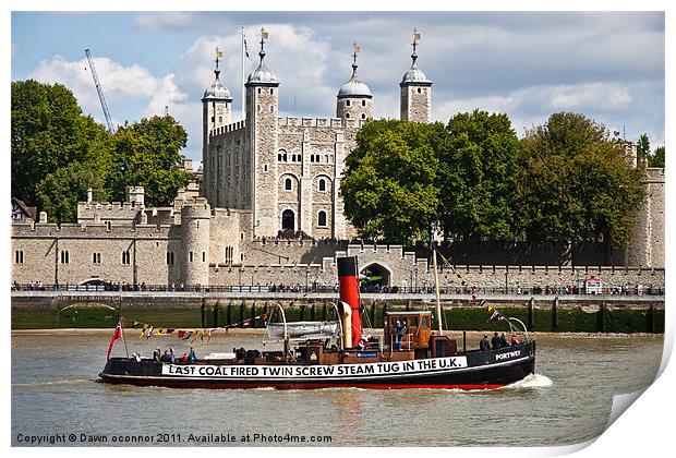 Tower of London and Tug Print by Dawn O'Connor