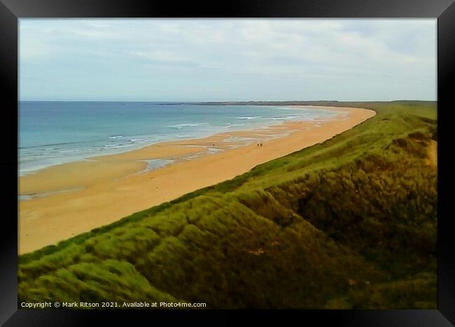 Fraserbergh beach from the top of the dunes  Framed Print by Mark Ritson