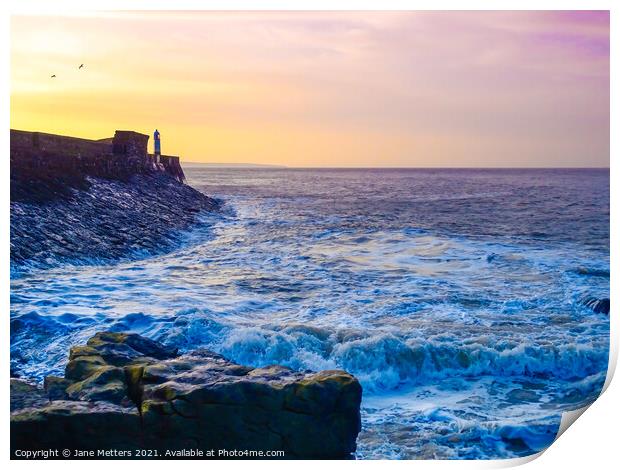 Porthcawl Sunrise Print by Jane Metters