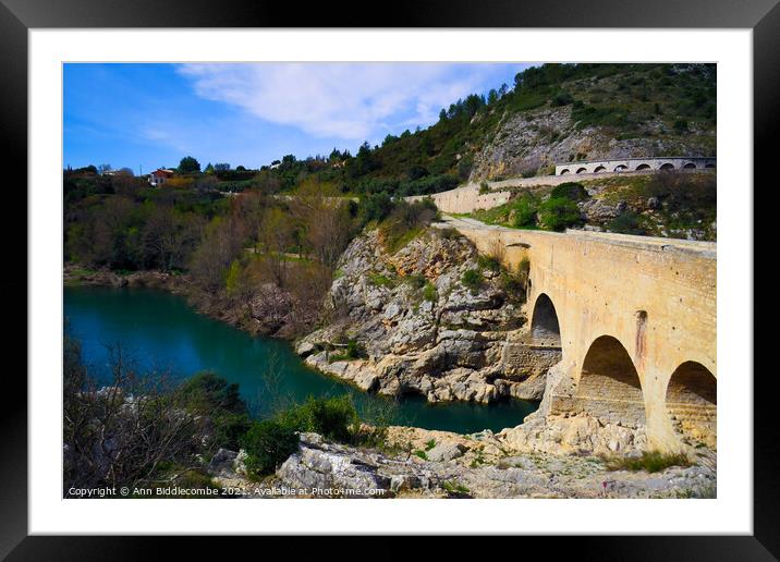 Pont du Diable - Devils Bridge from the top Framed Mounted Print by Ann Biddlecombe