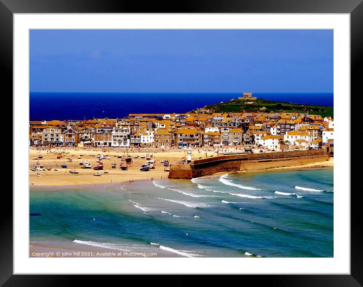St Ives at Low Tide in Cornwall, UK. Framed Mounted Print by john hill