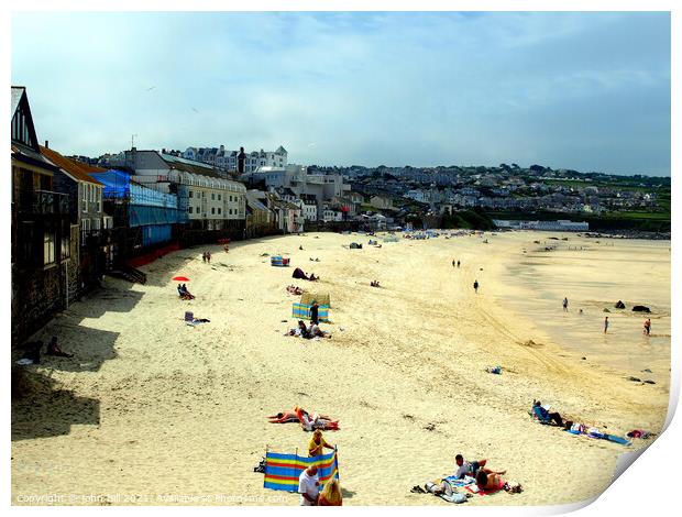 Porthmeor beach at St. Ives in Cornwall. Print by john hill