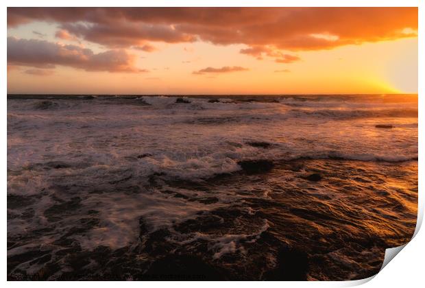 Cloudy sunset at the stormy sea. Print by Sergey Fedoskin