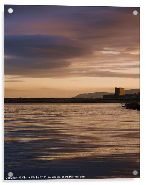 Castle by Night, Carrickfergus Acrylic by Claire Clarke