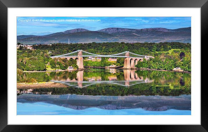 Menai Bridge Panoramic Framed Mounted Print by K7 Photography