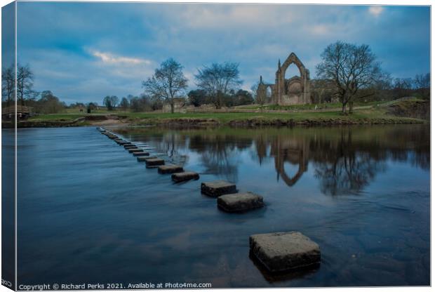 Bolton Abbey Reflections Canvas Print by Richard Perks