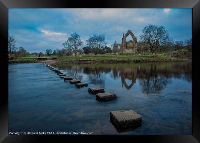 Bolton Abbey Reflections Framed Print by Richard Perks