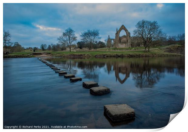 Bolton Abbey Reflections Print by Richard Perks