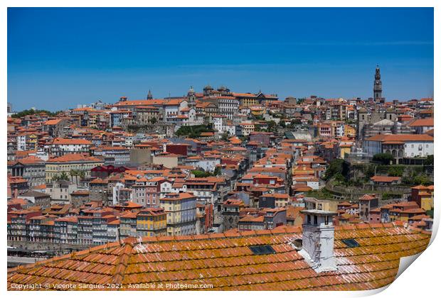 Roofs and Porto Print by Vicente Sargues