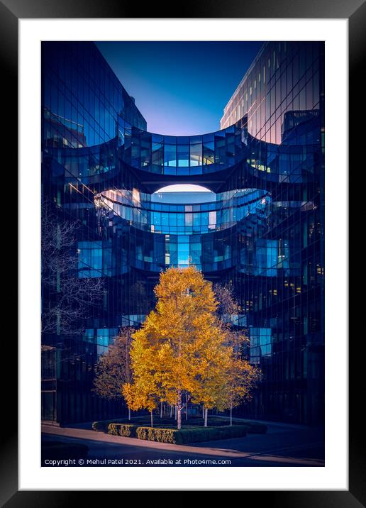 Bright tree leaves against modern office building exterior, London Bridge City, London, England, UK. Framed Mounted Print by Mehul Patel