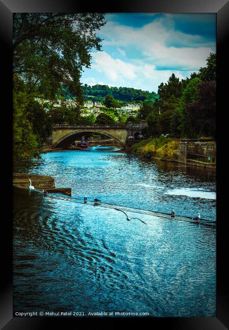 River Avon by Pulteney Weir in the city of Bath, Somerset, England, UK Framed Print by Mehul Patel